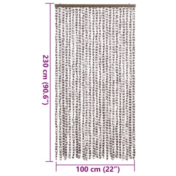 Perdea pentru insecte, gri taupe și alb, 100x230 cm, chenille - Img 7