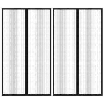 Perdele de ușă anti-insecte cu magnet, 2 buc., negru, 200x80 cm - Img 1