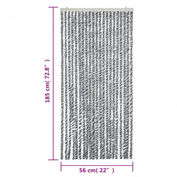 Perdele pentru insecte, gri și alb-negru, 56x185 cm, chenille - Img 6