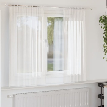 Perdele Voile cu Bucle 2 buc Alb 140x175 cm - Img 1