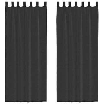 Perdele Voile cu buzunare pentru bare 2 buc Negru - Img 2