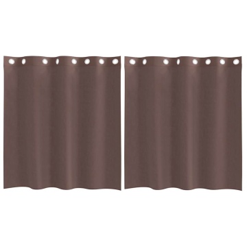Perdele Voile cu Oelii 2 buc Maro 140x140 cm - Img 2
