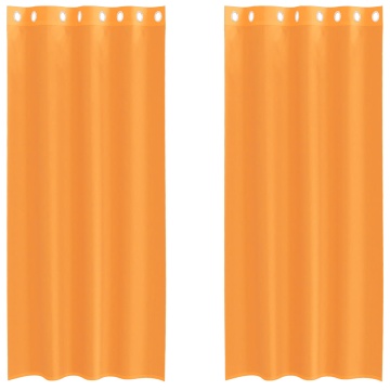 Perdele Voile cu Oelii 2 buc Portocaliu 140x245 cm - Img 2