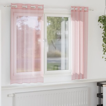 Perdele Voile cu Oelii 2 buc Roz 140x175 cm - Img 1