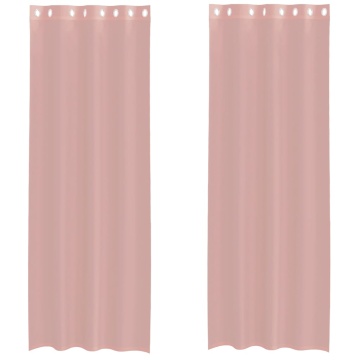 Perdele Voile cu Oelii 2 buc Roz 140x260 cm - Img 2