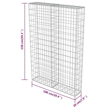 Perete gabion cu capace, 100 x 20 x 150 cm, oțel galvanizat - Img 7
