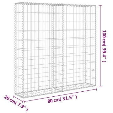 Perete gabion cu capace, 80 x 20 x 100 cm, oțel galvanizat - Img 7