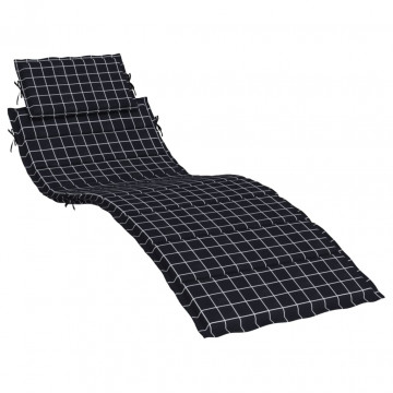 Pernă de șezlong, negru, carouri, textil Oxford - Img 2