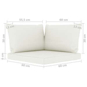 Perne de canapea din paleți, 3 buc., alb crem, material textil - Img 5