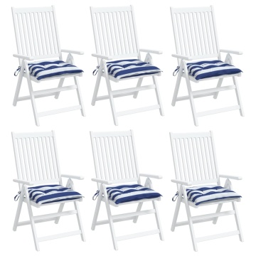 Perne de scaun, 6 buc., albastru&alb, 50x50x7 cm, textil oxford - Img 3