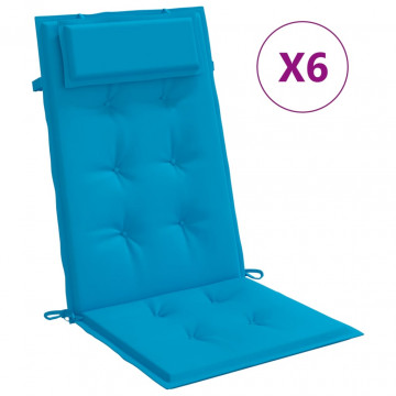 Perne de scaun cu spătar înalt, 6 buc, bleu, țesătură Oxford - Img 2