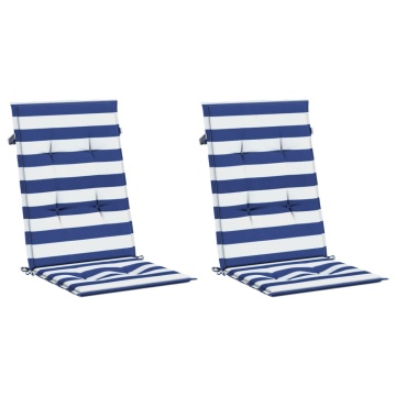 Perne de scaun spătar înalt, 2 buc. dungi albastre&albe, textil - Img 3