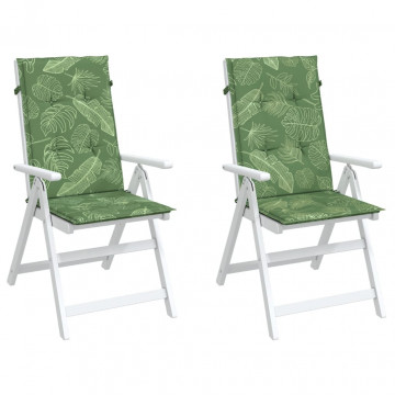 Perne de scaun spătar înalt, 2 buc., model frunze, textil - Img 3