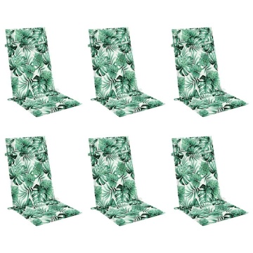 Perne de scaun spătar înalt, 6 buc, model frunze, textil Oxford - Img 3