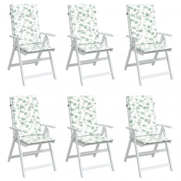 Perne de scaun spătar înalt, 6 buc., model frunze, textil - Img 3