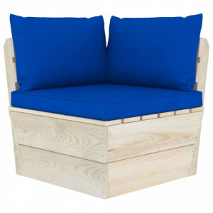 Perne pentru canapea din paleți, 3 buc., albastru, textil - Img 1