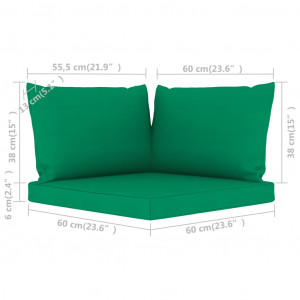 Perne pentru canapea din paleți, 3 buc., verde, textil - Img 5