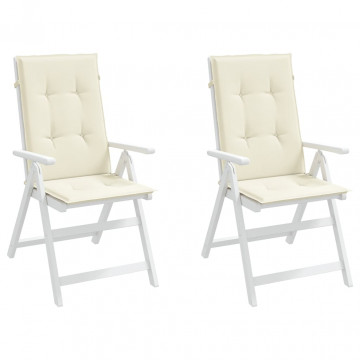 Perne scaun cu spătar înalt, 2 buc., crem, 120x50x3 cm, textil - Img 3