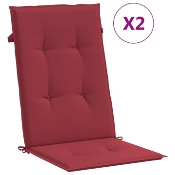 Perne scaun cu spătar înalt, 2 buc., roșu, 120x50x3 cm, textil - Img 2