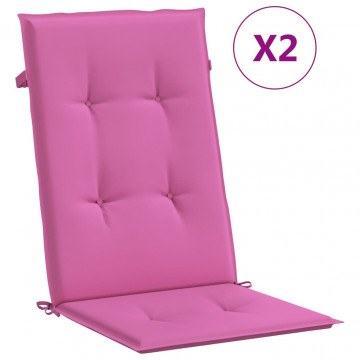 Perne scaun cu spătar înalt, 2 buc., roz, 120x50x3 cm, textil - Img 2