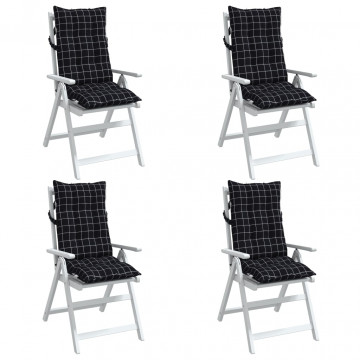 Perne scaun cu spătar înalt, 4 buc. negru carouri textil oxford - Img 3