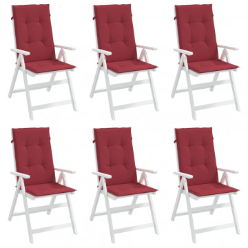 Perne scaun cu spătar înalt, 6 buc., roșu, 120x50x3 cm, textil - Img 3