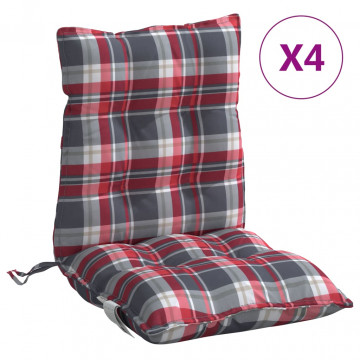Perne scaun cu spătar mic, 4 buc., roșu carouri, textil oxford - Img 2