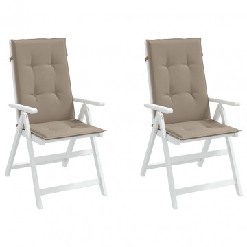 Perne scaun spătar înalt 2 buc., gri taupe, 120x50x3 cm, textil - Img 3