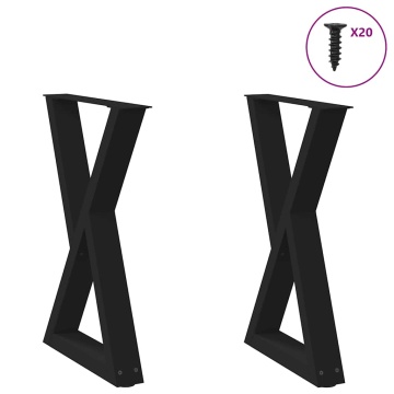 Picioare pentru masă 2 buc Negru 60x(72-73,3) cm Oțel - Img 1