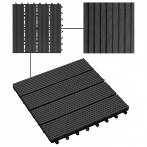 Plăci de pardoseală 11 buc, negru, 30 x 30 cm ,WPC, 1 mp - Img 3