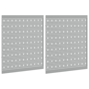 Plăci perforate 2 piese cu 8 accesorii, Gri, 50x60 cm, Oțel - Img 4