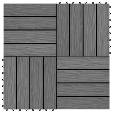 Plăci podea în relief WPC, 11 buc., 30 x 30 cm, 1 mp, gri - Img 1