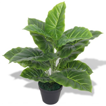 Plantă artificială Taro cu ghiveci, 45 cm, verde - Img 1