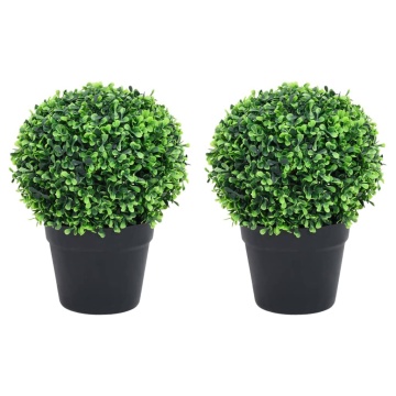 Plante artificiale cimișir cu ghiveci, 2 buc. verde 37 cm minge - Img 1