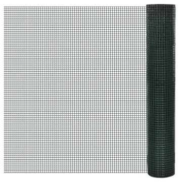 Plasă de sârmă găini, verde, 10 x 1 m, oțel galvanizat cu PVC - Img 1