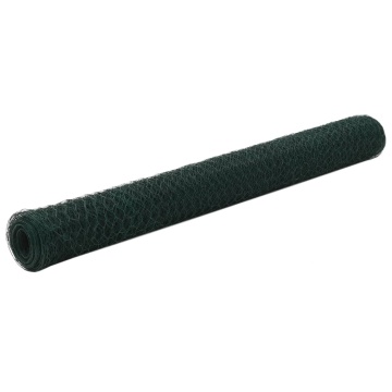 Plasă de sârmă găini, verde, 25 x 1,2 m, oțel cu înveliș PVC - Img 1