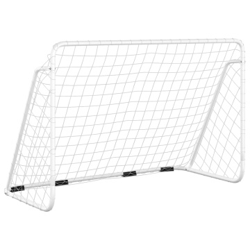 Poartă de fotbal cu plasă, alb, 180x90x120 cm, oțel - Img 2