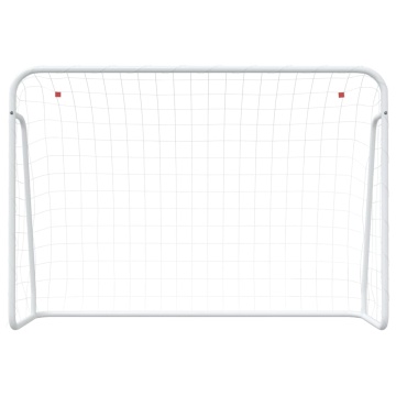 Poartă de fotbal cu plasă, alb, 214x75x152 cm, oțel/poliester - Img 3
