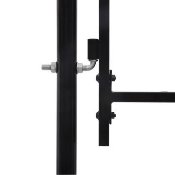 Poartă de gard cu o ușă, vârf ascuțit, negru, 1x1,75 m, oțel - Img 3