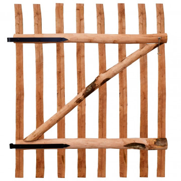 Poartă de gard simplă, lemn de alun tratat, 100x120 cm - Img 2