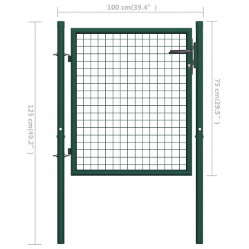 Poartă de gard, verde, 100 x 75 cm, oțel - Img 5