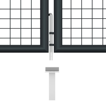 Poartă de grădină din plasă, gri, 400 x 125 cm, oțel galvanizat - Img 6