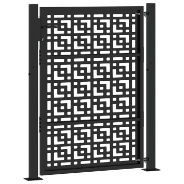 Poartă de grădină neagră 105x130 cm Design în cruce de oțel - Img 5