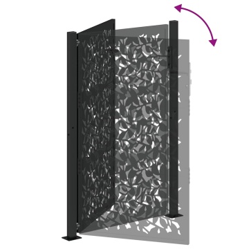 Poarta de gradina neagra 105x155 cm Design cu frunze de otel - Img 6