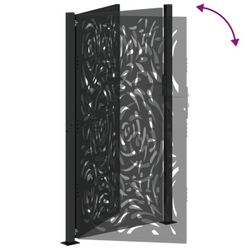 Poarta de gradina neagra 105x180 cm design flacara din otel - Img 6
