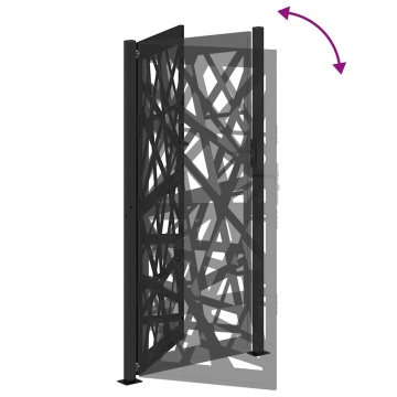 Poarta de gradina neagra 105x205 cm Design cu lumina din otel - Img 6
