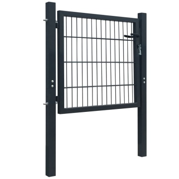 Poartă pentru gard 2D (simplă), gri antracit, 106x130 cm - Img 2