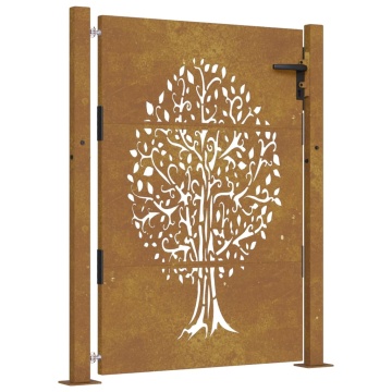Poartă pentru grădină, 105x130 cm, oțel corten, model copac - Img 2