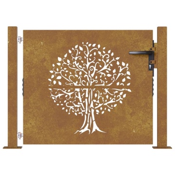 Poartă pentru grădină, 105x80 cm, oțel corten, model copac - Img 4