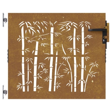 Poartă pentru grădină, 85x75 cm, oțel corten, model bambus - Img 4